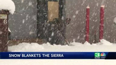 Snow blankets the Sierra on Monday