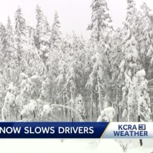 Snowy conditions in I-80 following significant weather pattern