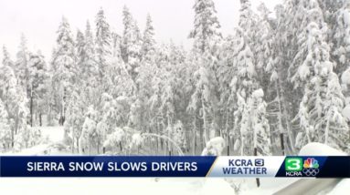 Snowy conditions in I-80 following significant weather pattern