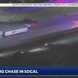 A chase involving a stolen big rig in Southern California continues.
