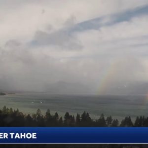 Here's a look at a rainbow over Tahoe to start your day