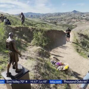 Artist erects Kobe Bryant statue at helicopter crash site
