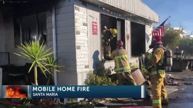 Family displaced after fire rips through Santa Maria mobile home