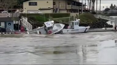 Harbor Patrol boat sinks during Tsunami advisory