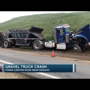Semi-truck carrying gravel crashes on Foxen Canyon Road, driver suffers head injured