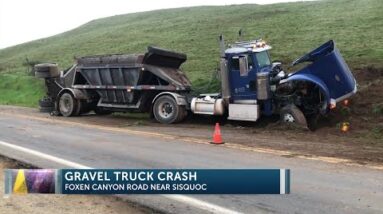 Semi-truck carrying gravel crashes on Foxen Canyon Road, driver suffers head injured