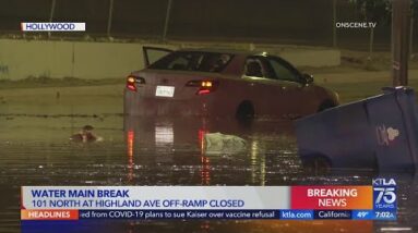 Water main break floods Hollywood street