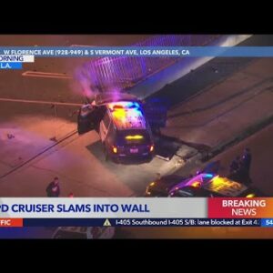 LAPD cruiser slams into wall in south L.A.