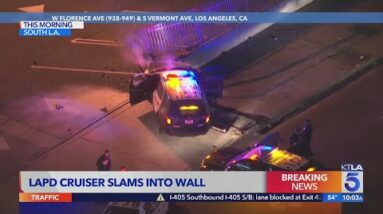 LAPD cruiser slams into wall in south L.A.