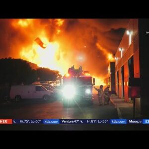 'Large amount of fire' engulfs foam production yard in Orange