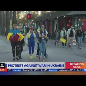 Los Angeles residents rally to protest war in Ukraine