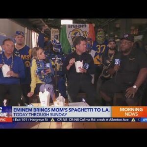 Grammy-award winner Eminem brings Mom's Spaghetti resturant to Los Angeles for Super Bowl 56