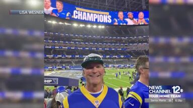 Local Rams fans celebrating team's NFC Championship and Super Bowl berth