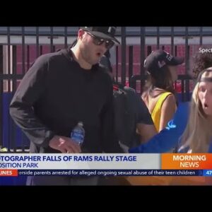 Photographer falls off Rams rally stage