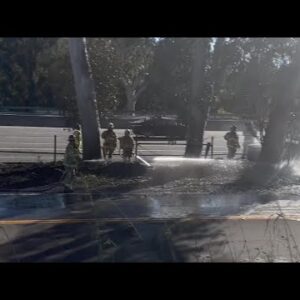 Car fire closes down third lane on northbound Highway 101 near Las Positas, threatens ...