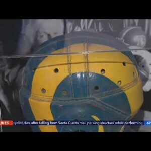 Sneak peak at original Rams football helmet dating back to 1946