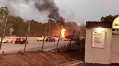 Lanes reopen after storm drain catches fire overnight near Highway 101 in Carpinteria