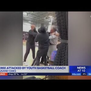 Youth basketball coach shown on camera attacking referee