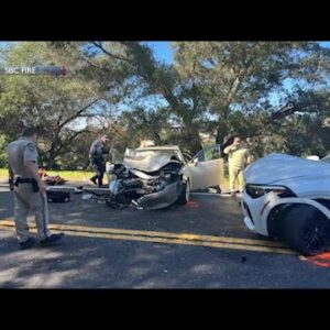 Two people critically injured, another moderately injured after head-on traffic collision on ...