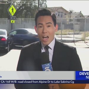 KTLA reporter talking about deadly hit-and-run is interrupted by car wreck