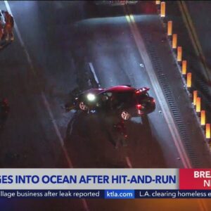3-car crash sends vehicle into ocean