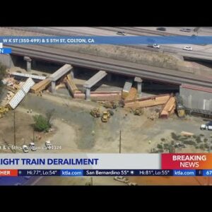 Freight train derails in Colton