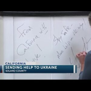 Gov. Newsom helps package supplies for shipment to Ukraine through Direct Relief