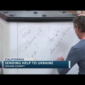 Gov. Newsom helps package supplies for shipment to Ukraine through Direct Relief