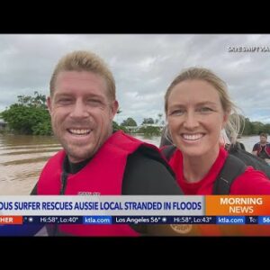 Famed surfer Mick Fanning rescues stranded local Skye Swift amid Australia flooding
