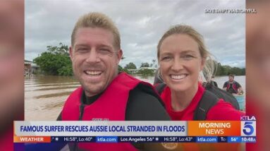 Famed surfer Mick Fanning rescues stranded local Skye Swift amid Australia flooding