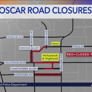 Oscars 2022 road closures in Hollywood
