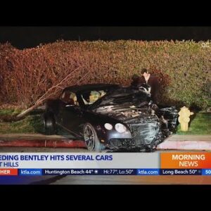 Video shows out-of-control Bentley slam into parked cars in West Hills