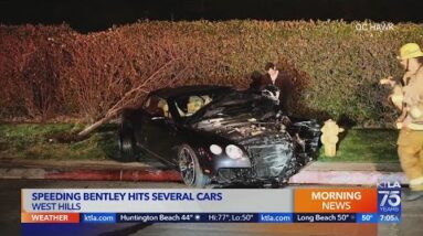 Video shows out-of-control Bentley slam into parked cars in West Hills