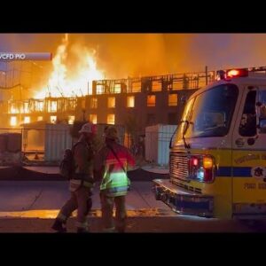 Camarillo construction site burns near freeway