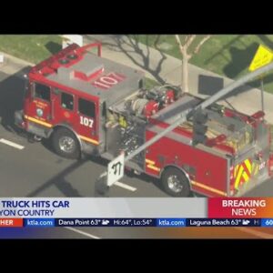 Fire truck hits car in Canyon Country