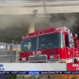 Pallet fire below off-ramp forces closure of Santa Monica Freeway