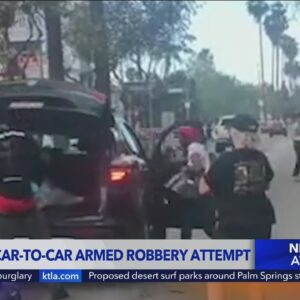 Man arrested, woman sought in Hollywood attempted robbery that led to pile up on busy street
