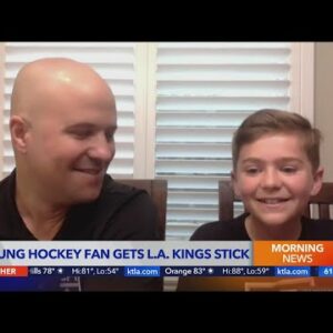Young hockey fan meets L.A. Kings player after losing mom to cancer