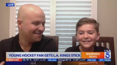 Young hockey fan meets L.A. Kings player after losing mom to cancer