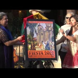 Fiesta la Presidente Maria Cabrera unveils 2022 Old Spanish Days poster and pin