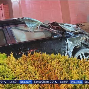 Car flies into home in Tustin