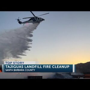 Crews continue to water smoldering mulch after fire at Tajiguas Landfill