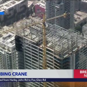 LAPD responds to reports of man climbing crane in downtown L.A.