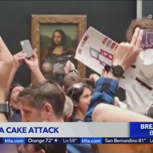 Man throws cake at glass protecting Mona Lisa