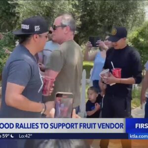 Rally for street vendor turns contentious in Woodland Hills