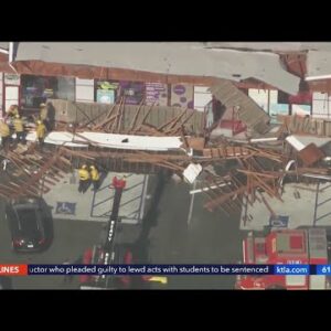 Temple City strip mall facade collapses, trapping several shoppers