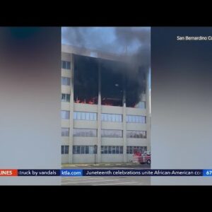 Commercial building burns in San Bernardino