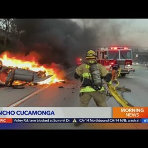Fiery crash in Rancho Cucamonga leads to second crash