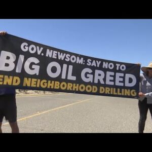Protesters rally against fossil fuels at Nipomo Mesa refinery, Guadalupe gas station
