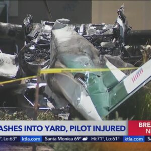 Plane crashes into Hemet yard, pilot injured